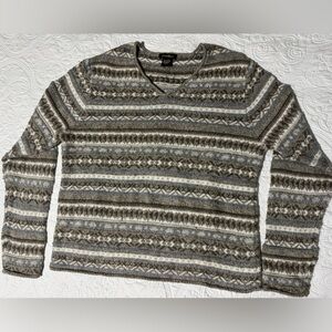 Eddie Bauer Women's V-Neck Sweater - Gray and Brown